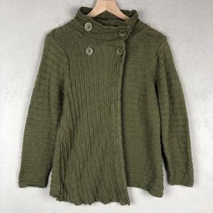 HABITAT Clothes to Live in Size Cardigan Sweater Sz S Green Mock‎ Neck Snap